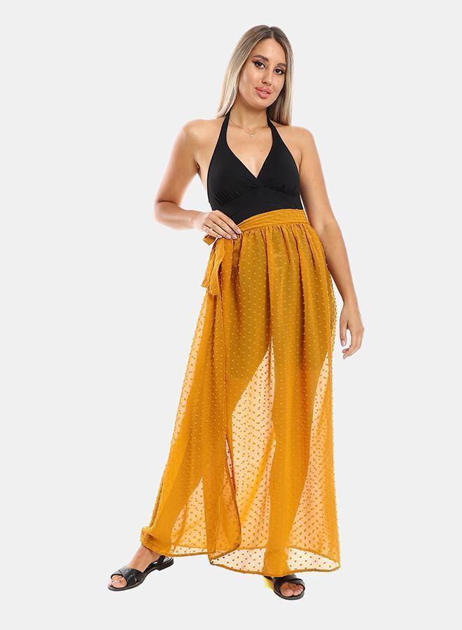 kady Jamila women wrapped up self stitches cover up ,mustard-xxl - Image 1