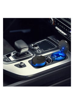 Excefore Car Ashtray with Lid, 3 Pcs Smell Proof Windproof Portable Ashtray with LED Blue Light, Detachable Stainless Steel Car Ash Tray, Mini Car Trash Can for Travel Cup Holder Outdoor, Black  - Image 2