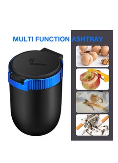 Excefore Car Ashtray with Lid, 3 Pcs Smell Proof Windproof Portable Ashtray with LED Blue Light, Detachable Stainless Steel Car Ash Tray, Mini Car Trash Can for Travel Cup Holder Outdoor, Black  - Image 3