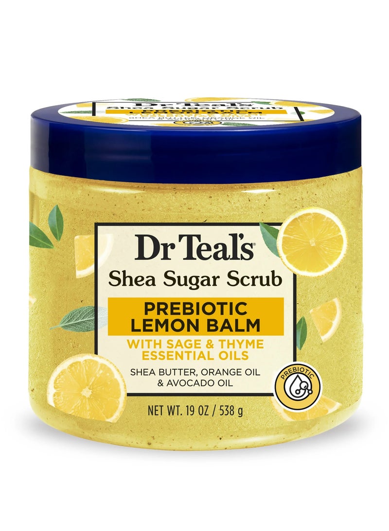 Dr Teal's Shea Sugar Scrub Prebiotic Lemon Balm 538Gm - Image 1