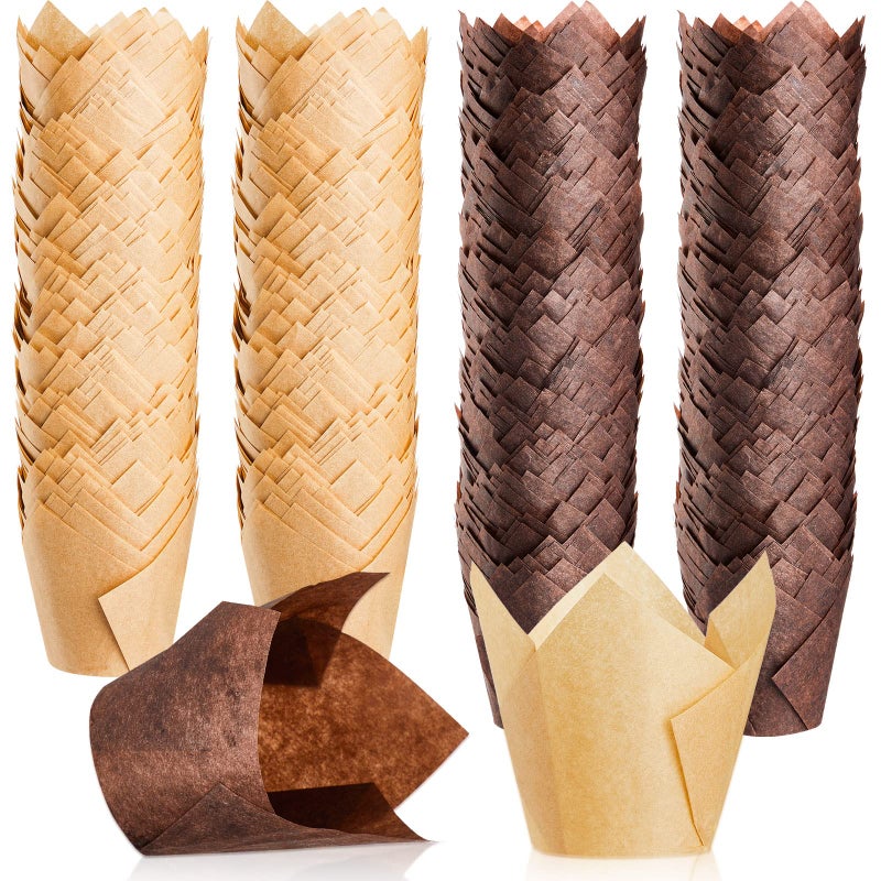 Potchen 800 Pcs Tulip Cupcake Liners Baking Cups Muffin Baking Cupcake Liners Wrappers Greaseproof Tulip Cups Holders for Party Wedding Birthday Baby ShowersSolidClassic Style