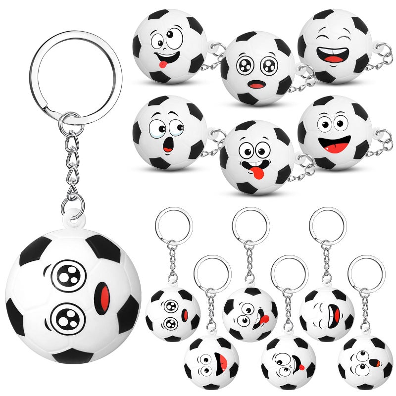 Arrowbash 12 Pcs Mini Funny Stress Balls Keychain Sport Face Keychain Stress Relief Squeeze Sport Balls team Gifts for Women Men Sport Team Players Party Favor Birthday GiftSoccer - Image 3