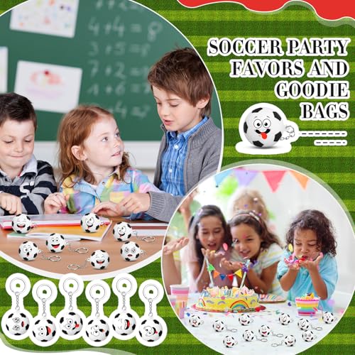 Arrowbash 12 Pcs Mini Funny Stress Balls Keychain Sport Face Keychain Stress Relief Squeeze Sport Balls team Gifts for Women Men Sport Team Players Party Favor Birthday GiftSoccer - Image 5