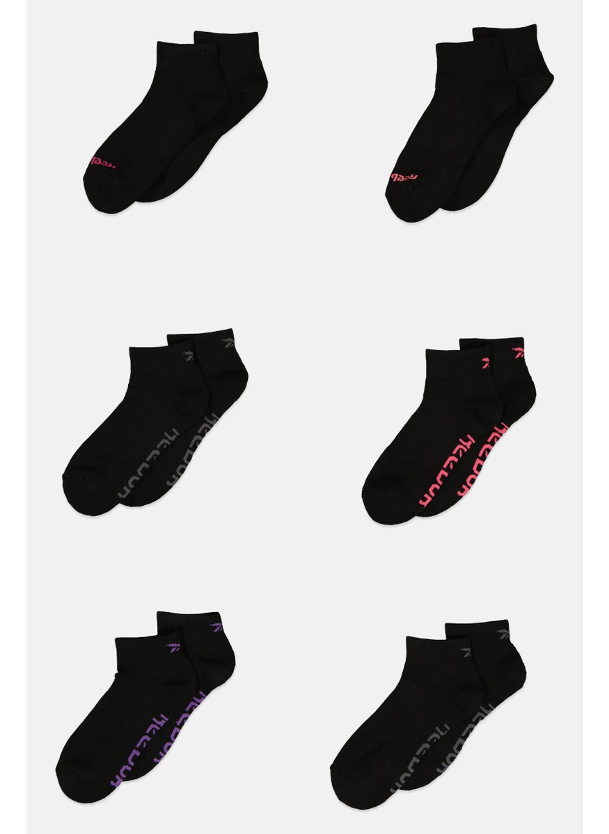 Reebok Women 6 Pairs Brand Logo Quarter Socks, Black  - Image 1
