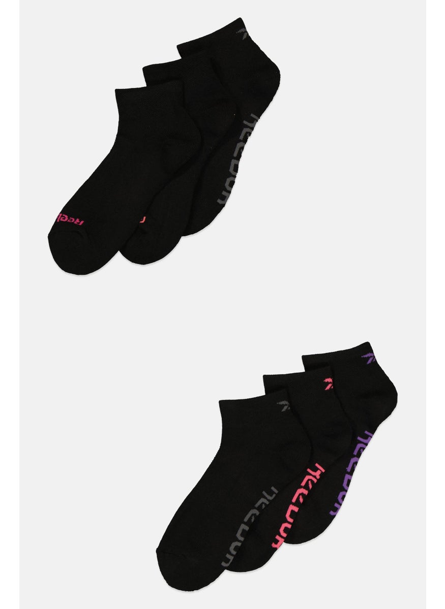 Reebok Women 6 Pairs Brand Logo Quarter Socks, Black  - Image 2
