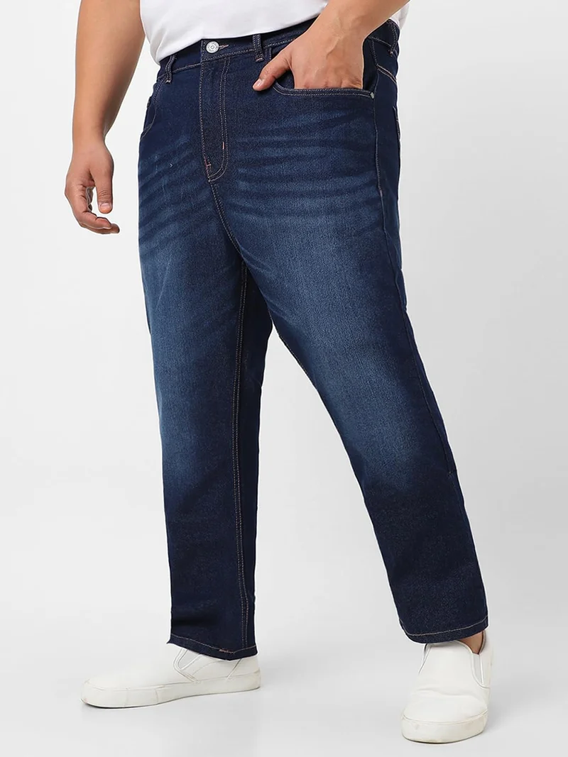 Urbano Fashion Urbano Plus Men's Dark Blue Regular Fit Washed Jeans Stretchable