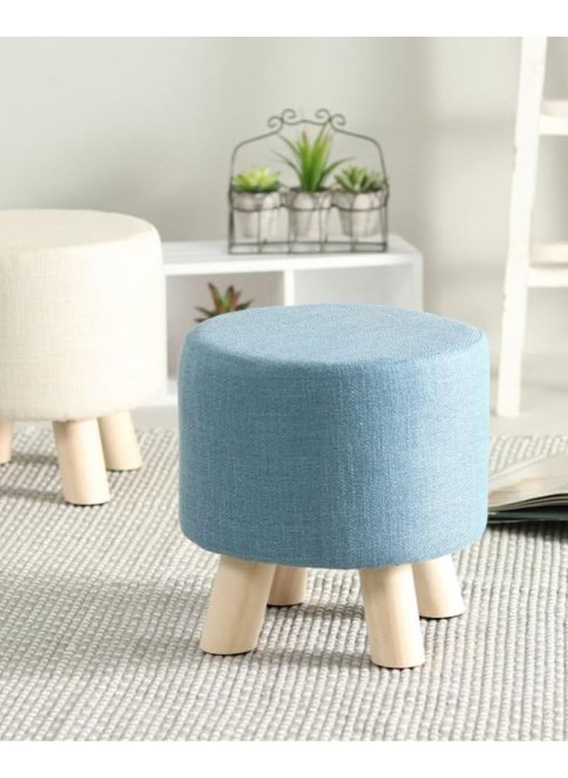 LINGWEI - Round Footrest Ottoman Stool Pouffe Chair Round Foot Stool Chair Change Shoe Stool Feet Rest Stool Fabric Padded Seat Pouf Ottoman Round Foot Rest Stool Fabric Padded Seat - Image 1