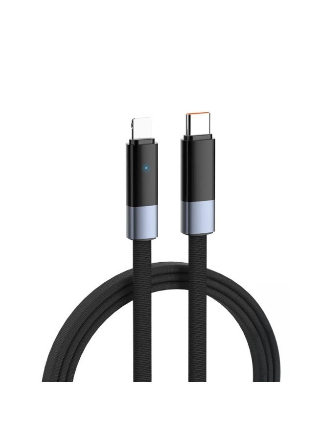 لدنيو كابل شحن سريع LDNIO 30W USB-C إلى Lightning لأجهزة آيفون سلسلة 14/13/12/11/X/8 وآيباد برو - 1 متر، أسود - Image 1