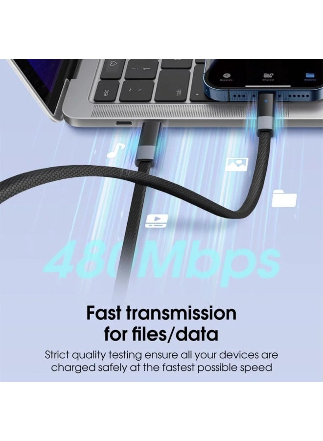 لدنيو كابل شحن سريع LDNIO 30W USB-C إلى Lightning لأجهزة آيفون سلسلة 14/13/12/11/X/8 وآيباد برو - 1 متر، أسود - Image 3