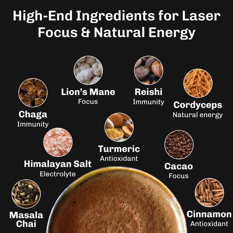 MUDWTR Original Mushroom Coffee Alternative | 2,240mg USA Grown & Adaptogenic Mushrooms | USDA Organic | Lion's Mane, Cordyceps, Chaga & Reishi | Energy, Focus & Immunity Support | 30 Servings - Image 3