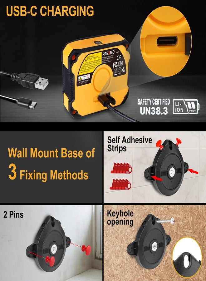 PREXISO 3-in-1 Digital Angle Gauge Magnetic with Laser Level, Rechargeable Digital Level with Wall Mount Base, 0-90° & 0-180° Range, Angle Finder with Cross Line for Woodwork, Saw, Hanging Frames - Image 3
