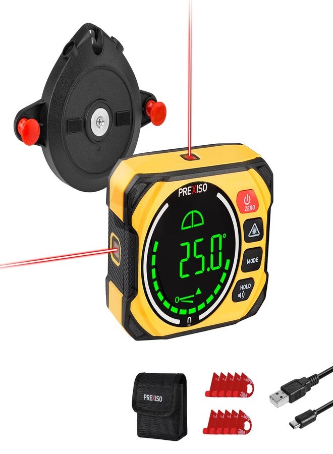 PREXISO 3-in-1 Digital Angle Gauge Magnetic with Laser Level, Rechargeable Digital Level with Wall Mount Base, 0-90° & 0-180° Range, Angle Finder with Cross Line for Woodwork, Saw, Hanging Frames - Image 1