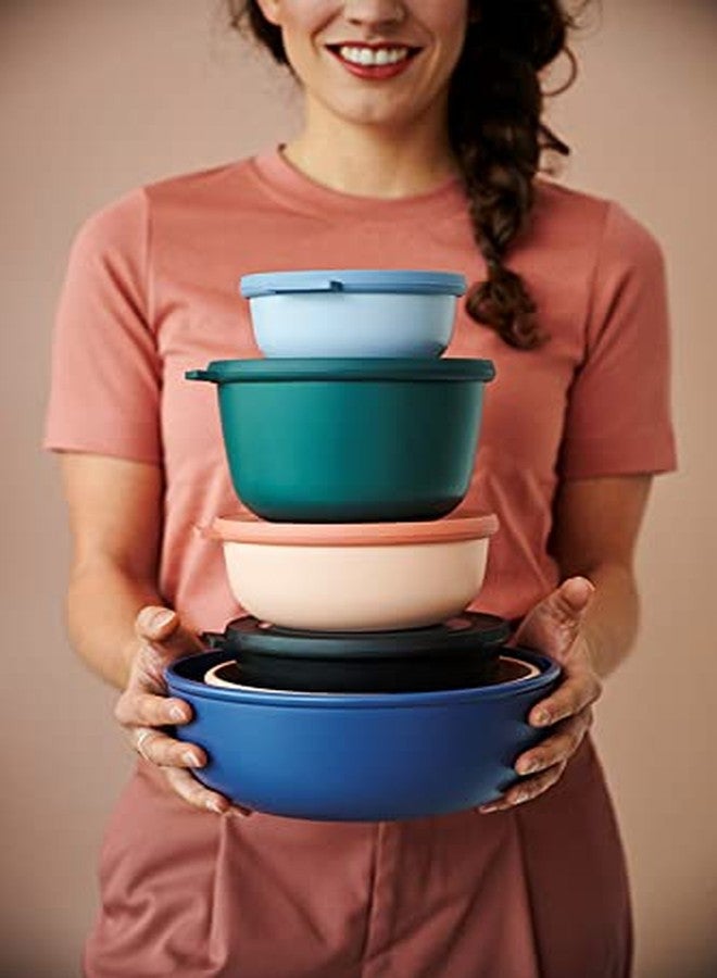 Mepal Cirqula 42oz/1,250ml Multi Food Storage & Serving Shallow Bowls with Transparent Lids | Perfect for Food Prep | Microwave & Dishwasher Safe | Vivid Green | Made in Holland - Image 2