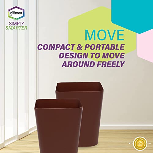 Gluman Open-Top Waste Bin for Home and Office | Durable & Long-lasting |High Grade Plastic | Conveniently Small and Portable Size |7 Litre Bin (Brown (Pack of 3)) - Image 3