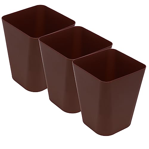 Gluman Open-Top Waste Bin for Home and Office | Durable & Long-lasting |High Grade Plastic | Conveniently Small and Portable Size |7 Litre Bin (Brown (Pack of 3)) - Image 1