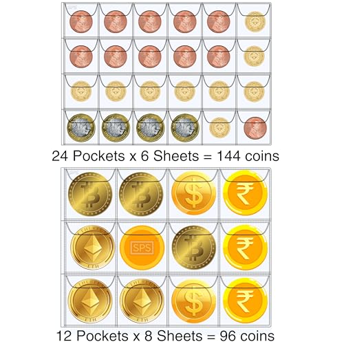 SPS Coin Collection Album – 240 Pockets | Holds Small & Large Coins | 14 Sheets | Premium Storage for Collectors | Coin Organizer | Emerald Green - Image 5