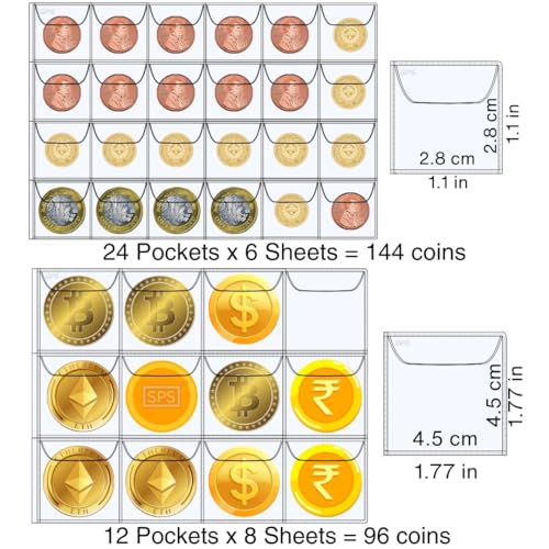 SPS Coin Collection Album – 240 Pockets | Holds Small & Large Coins | 14 Sheets | Premium Storage for Collectors | Coin Organizer | Emerald Green - Image 3