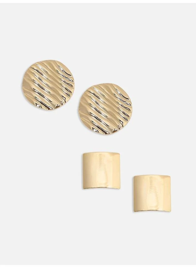 SOHI Pack Of Minimal Textured Artificial Stud Earring Jewellery