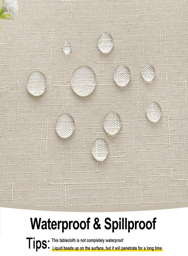 Smiry Square Table Cloth Linen Textured, Waterproof Spillproof Anti-Wrinkle Burlap Tablecloth, Washable Decorative Fabric Table Cover for Dining, Party, Banquet, 60 x 60 Inch, Beige - Image 3