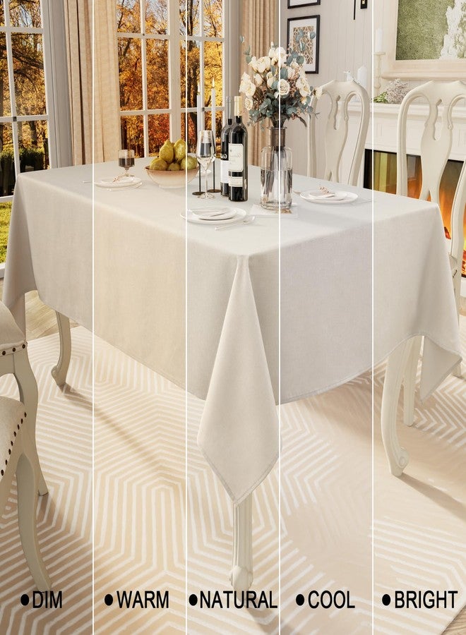 Smiry Square Table Cloth Linen Textured, Waterproof Spillproof Anti-Wrinkle Burlap Tablecloth, Washable Decorative Fabric Table Cover for Dining, Party, Banquet, 60 x 60 Inch, Beige - Image 4