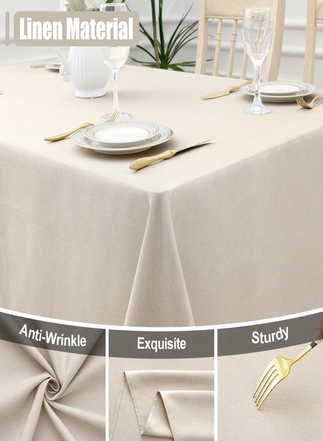 Smiry Square Table Cloth Linen Textured, Waterproof Spillproof Anti-Wrinkle Burlap Tablecloth, Washable Decorative Fabric Table Cover for Dining, Party, Banquet, 60 x 60 Inch, Beige - Image 2