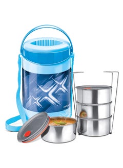 Milton MILTON Econa Deluxe 4 Stainless Steel Containers with Steam Vent 260 ml Each, PU Insulated, Hot & Cold Leak-Proof Lunch Box for Office, College, Picnic, Blue  - Image 1