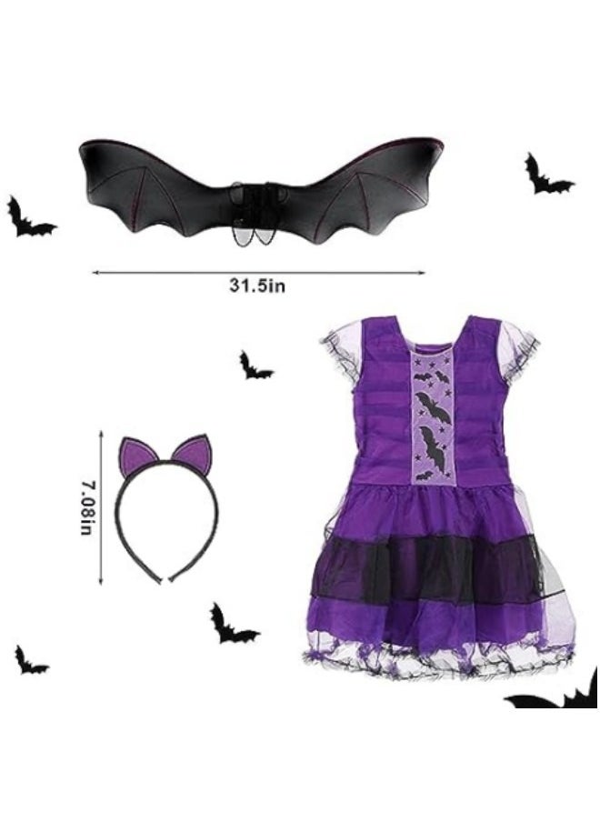Kids Witch Costume Cosplay Set, Fairytale Witch Costume Toddler Witch Dress Set
