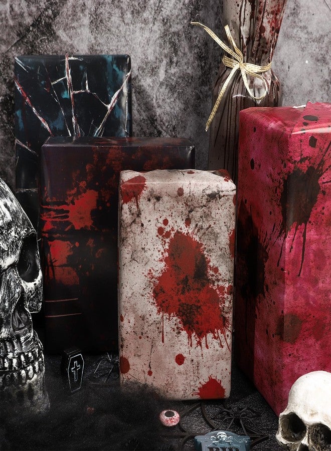 Whaline 12 Sheets Halloween Bloody Wrapping Paper - Not Roll - Scary Blood Splash Gift Wrap Paper Folded Flat for DIY Crafts Holiday Horror Spooky Eve Night Party, 19.7 x 27.6 Inch - Image 5