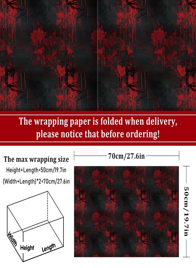 Whaline 12 Sheets Halloween Bloody Wrapping Paper - Not Roll - Scary Blood Splash Gift Wrap Paper Folded Flat for DIY Crafts Holiday Horror Spooky Eve Night Party, 19.7 x 27.6 Inch - Image 2