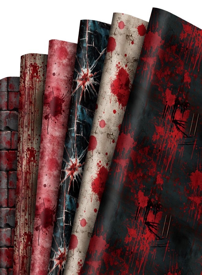 Whaline 12 Sheets Halloween Bloody Wrapping Paper - Not Roll - Scary Blood Splash Gift Wrap Paper Folded Flat for DIY Crafts Holiday Horror Spooky Eve Night Party, 19.7 x 27.6 Inch - Image 1