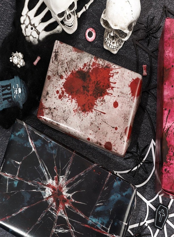 Whaline 12 Sheets Halloween Bloody Wrapping Paper - Not Roll - Scary Blood Splash Gift Wrap Paper Folded Flat for DIY Crafts Holiday Horror Spooky Eve Night Party, 19.7 x 27.6 Inch - Image 4