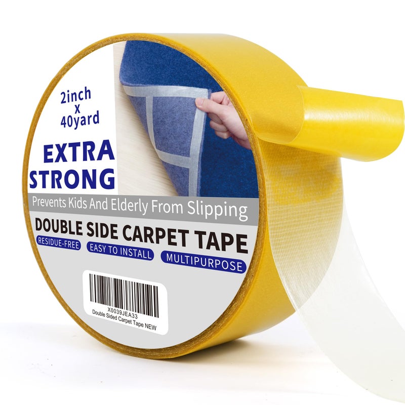 TAPEBEAR HeavyDuty Double Side Carpet Tape Carpet Tape for Rug Wood Floor ResidueFree Rug Tape Multipurpose Gripper Non Slip Tape 2inch X 40yard