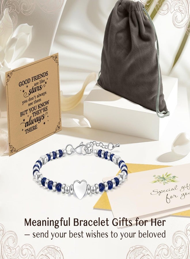 ZOKCC Friendship Bracelet Gifts for Women - Inspirational Natural Stone Bracelet for Women - Birthday Christmas Day Graduation Gifts for Friend, Sister, Bestie, BFF, One size, Lapis Lazuli - Image 5