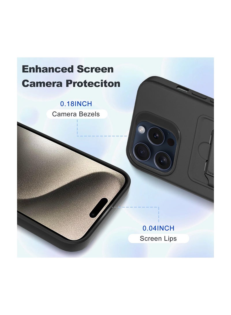 Wtech Silicone TPU With Card Holder Case Cover For Apple iPhone 15 Pro Max 2023 Black - Image 2