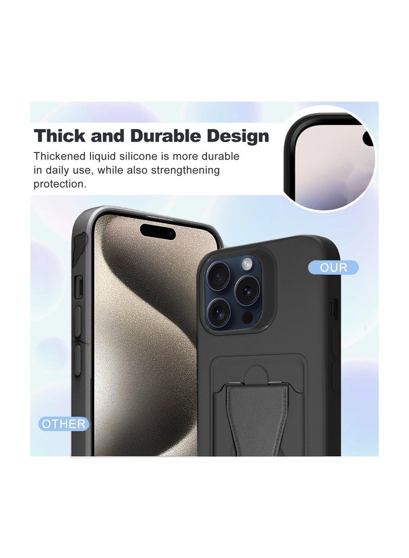 Wtech Silicone TPU With Card Holder Case Cover For Apple iPhone 15 Pro Max 2023 Black - Image 3