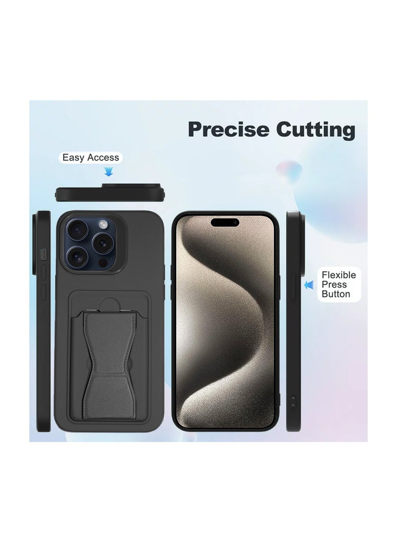 Wtech Silicone TPU With Card Holder Case Cover For Apple iPhone 15 Pro Max 2023 Black - Image 5