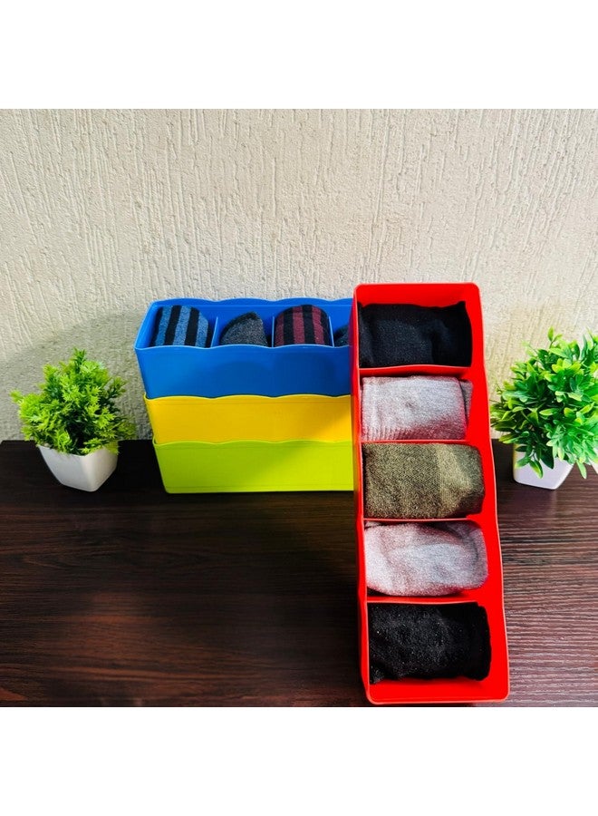 Go Hooked Go Hooked Multipurpose Storage Drawer Organiser Socks Organiser Versatile Durable Compact Efficient Sturdy Space Saving Organize Multi Function Practical Convenient Set of 4 Multicoloured Plastic  - Image 2