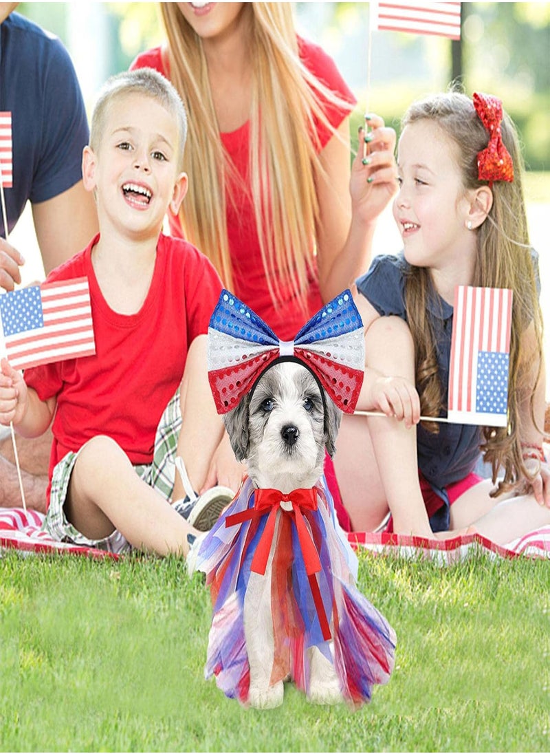 GGOOT - American Flag Dog Clothes, 4th of July Pet Outfit Dogs American National Day Party Kit, 4th of July Patriotic Pet Puppy Skirt Outfit for Veterans Day, and Memorial Day Party, Red White Blue - Image 1
