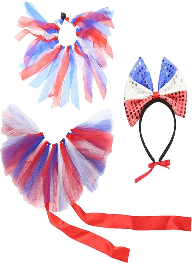 GGOOT - American Flag Dog Clothes, 4th of July Pet Outfit Dogs American National Day Party Kit, 4th of July Patriotic Pet Puppy Skirt Outfit for Veterans Day, and Memorial Day Party, Red White Blue - Image 1