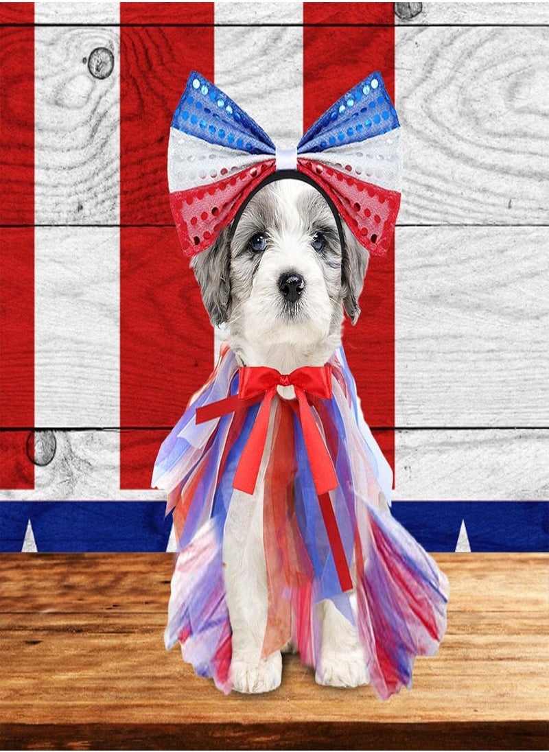 GGOOT - American Flag Dog Clothes, 4th of July Pet Outfit Dogs American National Day Party Kit, 4th of July Patriotic Pet Puppy Skirt Outfit for Veterans Day, and Memorial Day Party, Red White Blue - Image 1