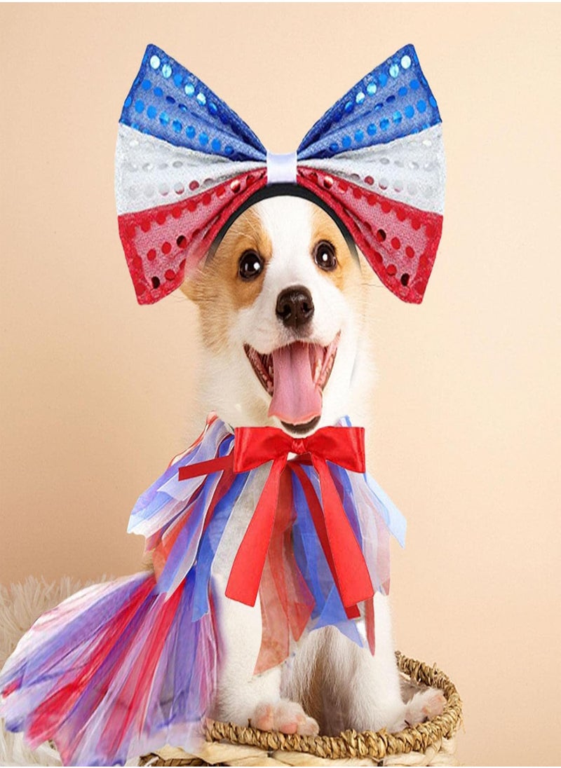 GGOOT - American Flag Dog Clothes, 4th of July Pet Outfit Dogs American National Day Party Kit, 4th of July Patriotic Pet Puppy Skirt Outfit for Veterans Day, and Memorial Day Party, Red White Blue - Image 1