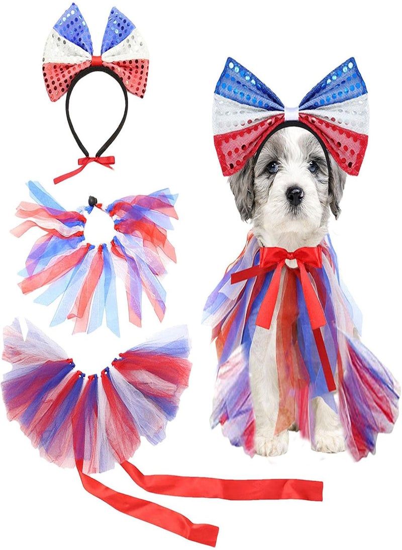 GGOOT - American Flag Dog Clothes, 4th of July Pet Outfit Dogs American National Day Party Kit, 4th of July Patriotic Pet Puppy Skirt Outfit for Veterans Day, and Memorial Day Party, Red White Blue - Image 1