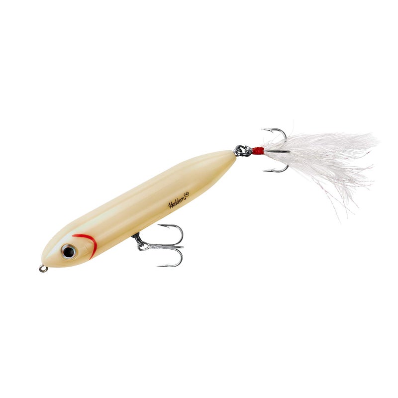 Heddon Super Spook Topwater Fishing Lure for Saltwater and Freshwater, Bone - Feather Dressed, Feather Super Spook Jr (1/2 oz) - Image 1