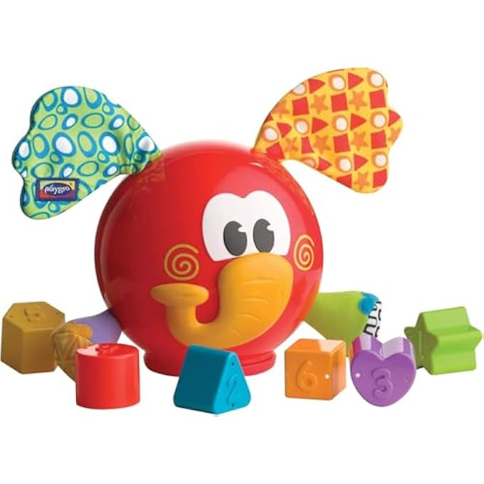 ELEPHANT SHAPE SORTER, WITH 6 SHAPES, BPA-, FROM 12 MONTHS, RED/MULTICOLOURED, 40170 - Image 1