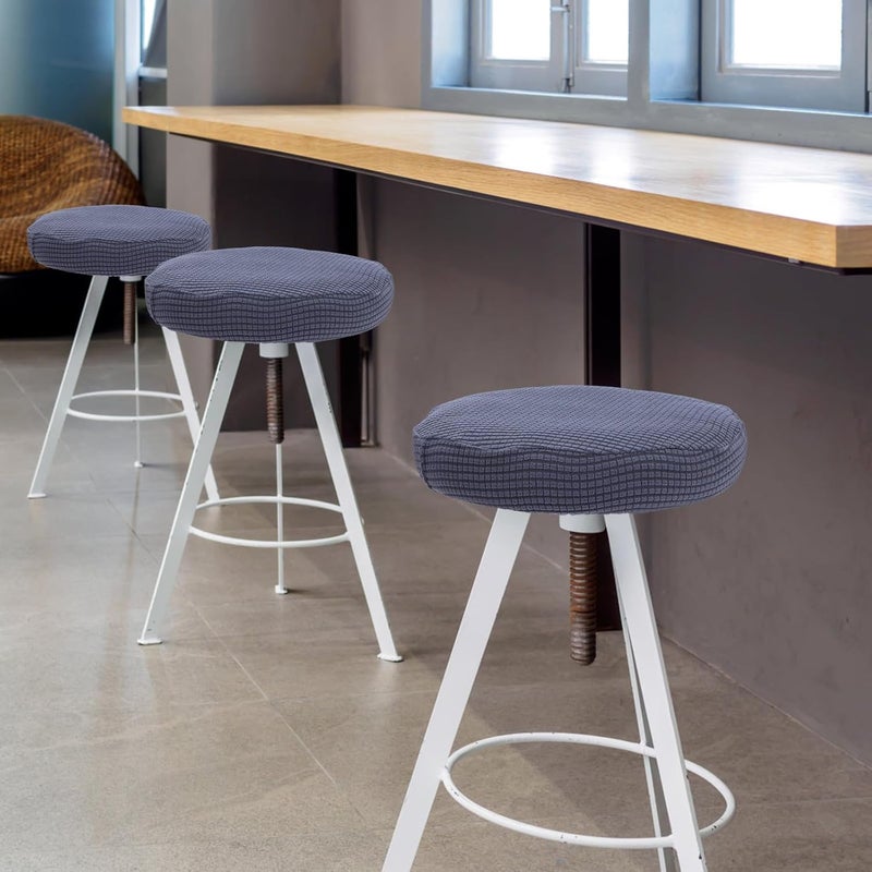 Bar Stool Cover Elastic Knit Fabric Dustproof Seat Protector for Home Use, Washable Gray Blue Slipcover for Bar and Office Chairs - Image 5