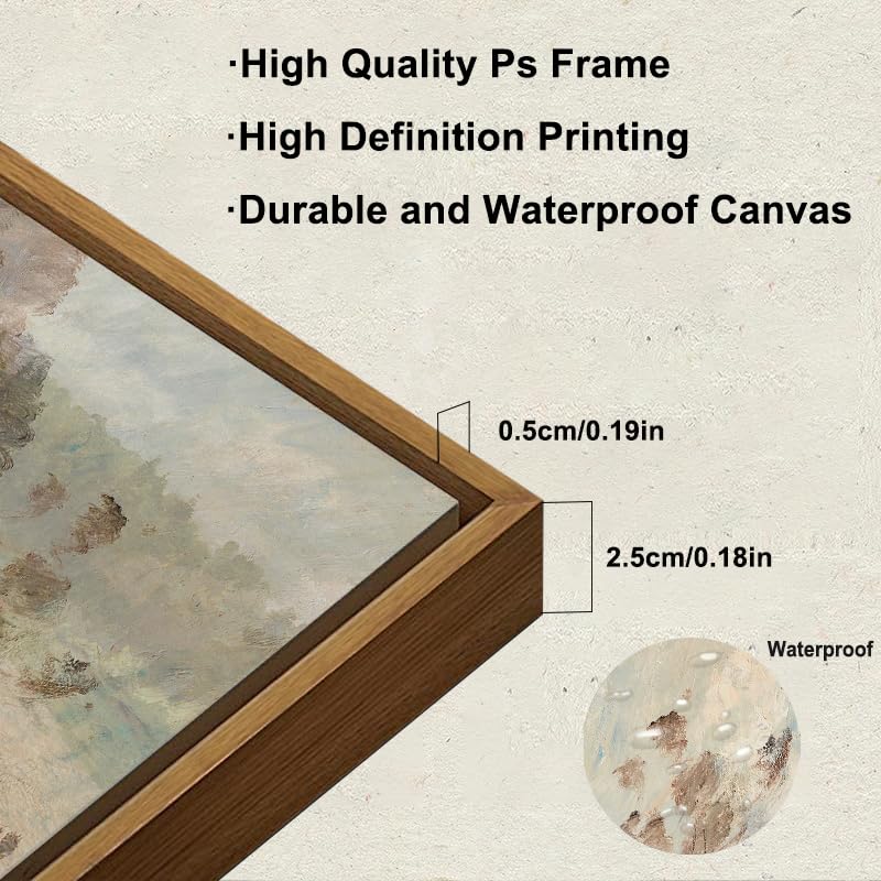 KBKBART Framed Canvas Wall Art Vintage Southwest Decor  Retro Neutral Landscape Riverside Botanical Art Prints Painting  Rustic Farmhouse Wall Decor Ready To Hang for Bedroom  Bathroom  Living Room - Image 5