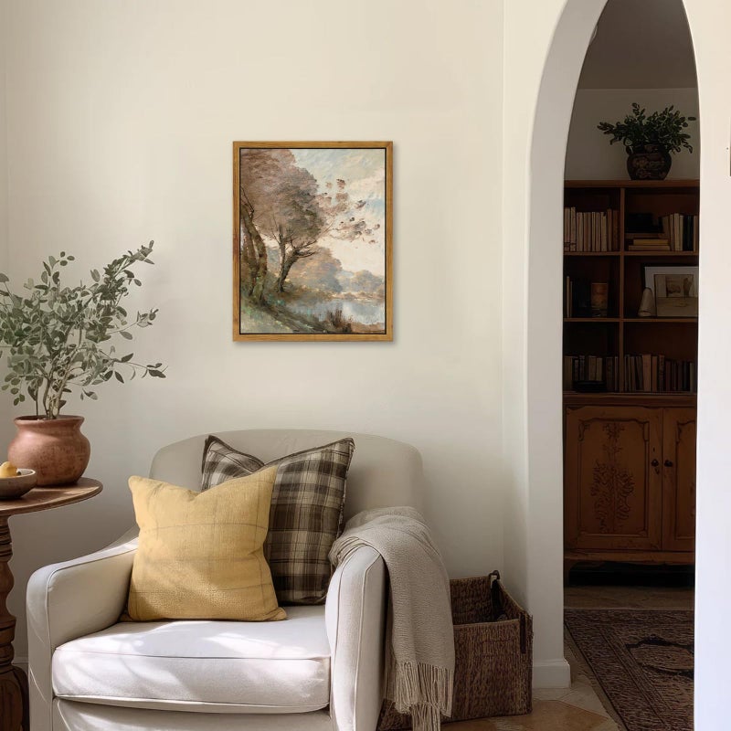 KBKBART Framed Canvas Wall Art Vintage Southwest Decor  Retro Neutral Landscape Riverside Botanical Art Prints Painting  Rustic Farmhouse Wall Decor Ready To Hang for Bedroom  Bathroom  Living Room - Image 2