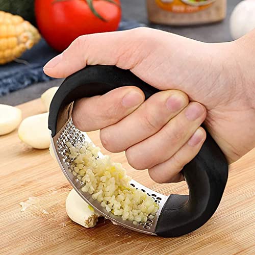Black Olive Stainless Steel Garlic Crusher & Press - Manual Ginger Masher for Home & Kitchen - Garlic Peeler Tool for Daily Use & Heavy Duty Kitchen Tools & Gadgets for Cooking (Set of 1, Multicolor) - Image 2