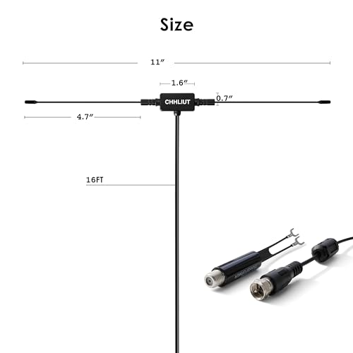 CHHLIUT Universal FM Radio Dipole Antenna, 75 Ohm, 16ft, Screw F Male Plug for Home AV Audio Stereo Receiver Indoor - Image 4