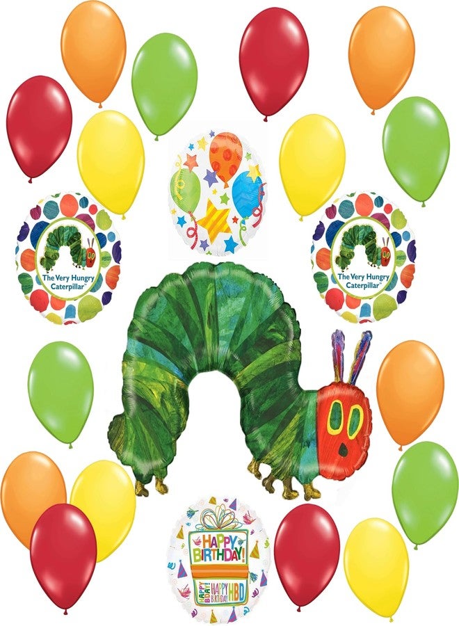 Mayflower Products Betallic Very Hungry Birthday Catepillar Party Supplies 21 pc Foil and Latex Balloon Bouquet Decorations - Image 1